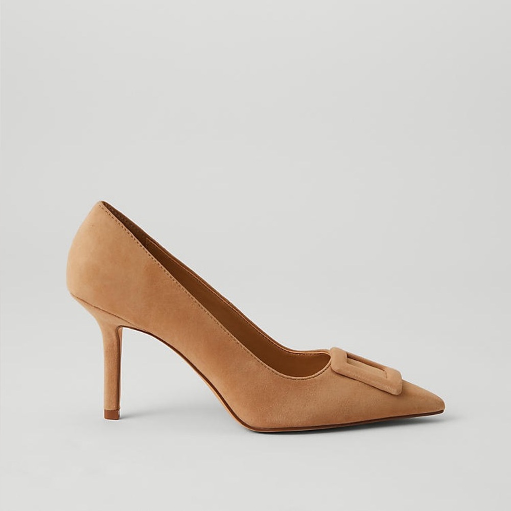 New without tags: Buckle Pointy Toe Suede Pumps - Picture 4 of 4